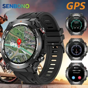 SENBONO 2025 Built-in GPS Smart Watch Bluetooth, 1ATM Waterproof, Sports Fitness Tracker Smartwatch for Men