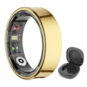 R09 Smart Ring Waterproof Fitness Tracker with Charging Case Body Temperature Health and Sleep Monitor for Xiaomi Samsung Phone