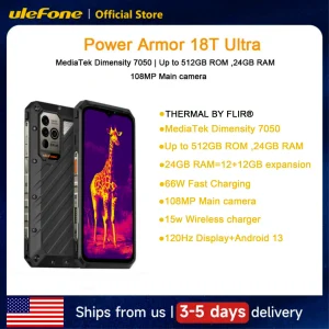 Ulefone Power Armor 18T Ultra 5G Rugged Phone 512GB ROM +24GB RAM Thermal Imaging Camera FLIR® smartphone